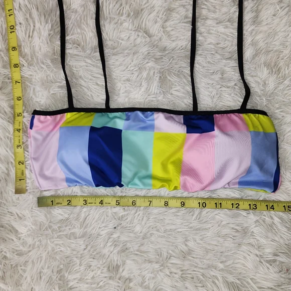 XL The Bikini Lab Color Block Shoulder Tie Bikini Set - Picture 8 of 9